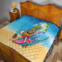 Hawaiian Funny Pineapple Surfing Quilt Beach with Tribal Kakau and Plumeria LT03 - Polynesian Pride