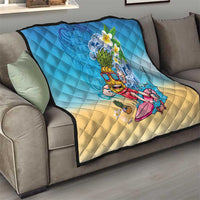 Hawaiian Funny Pineapple Surfing Quilt Beach with Tribal Kakau and Plumeria LT03 - Polynesian Pride