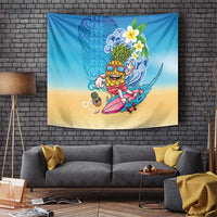 Hawaiian Funny Pineapple Surfing Tapestry Beach with Tribal Kakau and Plumeria LT03 Multicolor - Polynesian Pride