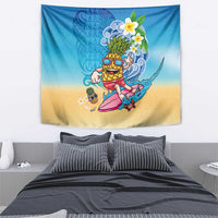 Hawaiian Funny Pineapple Surfing Tapestry Beach with Tribal Kakau and Plumeria LT03 - Polynesian Pride