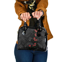 Hawaiian Taro Leaves and Ohia Lehua Shoulder Handbag Polynesian Tribal Art Tropical Plants Motifs Grayscale LT03 One Size Multicolor - Polynesian Pride