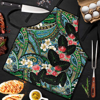 Hawaiian Taro Leaves and Ohia Lehua Apron Polynesian Tribal Art Tropical Plants Motifs Colorful