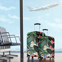 Hawaiian Taro Leaves and Ohia Lehua Luggage Cover Polynesian Tribal Art Tropical Plants Motifs Colorful