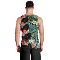 Hawaiian Taro Leaves and Ohia Lehua Men Tank Top Polynesian Tribal Art Tropical Plants Motifs Colorful
