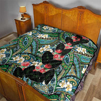 Hawaiian Taro Leaves and Ohia Lehua Quilt Polynesian Tribal Art Tropical Plants Motifs Colorful