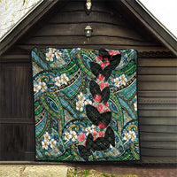 Hawaiian Taro Leaves and Ohia Lehua Quilt Polynesian Tribal Art Tropical Plants Motifs Colorful