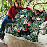 Hawaiian Taro Leaves and Ohia Lehua Quilt Polynesian Tribal Art Tropical Plants Motifs Colorful