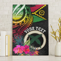 Personalised Vanuatu 44th Anniversary Canvas Wall Art Boars Tusk Tugeta Yumi Selebretem Indipendens Dei LT03 Without Frame Black - Polynesian Pride