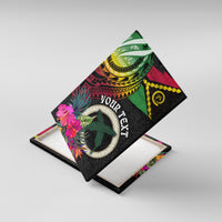 Personalised Vanuatu 44th Anniversary Canvas Wall Art Boars Tusk Tugeta Yumi Selebretem Indipendens Dei LT03 With Frame Black - Polynesian Pride