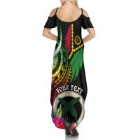 Vanuatu 44th Anniversary Family Matching Summer Maxi Dress and Hawaiian Shirt Boars Tusk Tugeta Yumi Selebretem Indipendens Dei