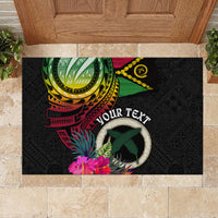Personalised Vanuatu 44th Anniversary Rubber Doormat Boars Tusk Tugeta Yumi Selebretem Indipendens Dei LT03 - Polynesian Pride