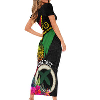 Vanuatu 44th Anniversary Short Sleeve Bodycon Dress Boars Tusk Tugeta Yumi Selebretem Indipendens Dei