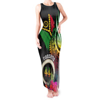 Personalised Vanuatu 44th Anniversary Tank Maxi Dress Boars Tusk Tugeta Yumi Selebretem Indipendens Dei LT03 Women Black - Polynesian Pride