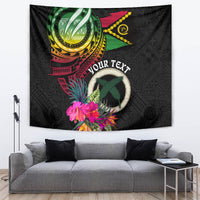 Personalised Vanuatu 44th Anniversary Tapestry Boars Tusk Tugeta Yumi Selebretem Indipendens Dei LT03 Black - Polynesian Pride