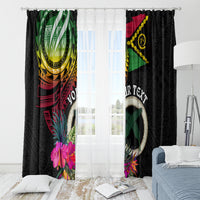 Personalised Vanuatu 44th Anniversary Window Curtain Boars Tusk Tugeta Yumi Selebretem Indipendens Dei LT03 - Polynesian Pride