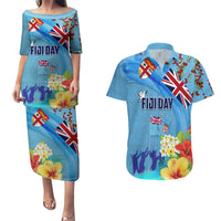 Fiji Day Couples Matching Puletasi and Hawaiian Shirt Tagimoucia Flower and Melanesia Pattern LT03 Blue - Polynesian Pride
