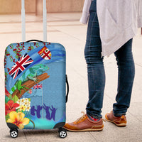 Fiji Day Luggage Cover Tagimoucia Flower and Melanesia Pattern