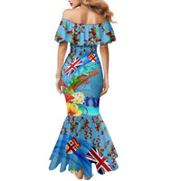 Fiji Day Mermaid Dress Tagimoucia Flower and Melanesia Pattern LT03 - Polynesian Pride