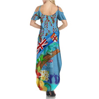 Fiji Day Summer Maxi Dress Tagimoucia Flower and Melanesia Pattern LT03 - Polynesian Pride