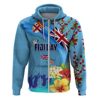 Fiji Day Zip Hoodie Tagimoucia Flower and Melanesia Pattern