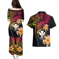 Polynesia Hawaii Turtle Day Couples Matching Puletasi and Hawaiian Shirt Hibiscus and Kanaka Maoli LT03 - Polynesian Pride