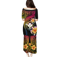 Polynesia Hawaii Turtle Day Family Matching Puletasi and Hawaiian Shirt Hibiscus and Kanaka Maoli