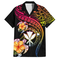 Polynesia Hawaii Turtle Day Hawaiian Shirt Hibiscus and Kanaka Maoli LT03 Black - Polynesian Pride