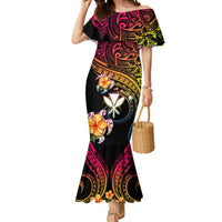 Polynesia Hawaii Turtle Day Mermaid Dress Hibiscus and Kanaka Maoli LT03 Women Black - Polynesian Pride