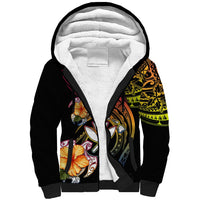Polynesia Hawaii Turtle Day Sherpa Hoodie Hibiscus and Kanaka Maoli LT03 Unisex Black - Polynesian Pride