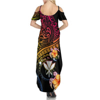 Polynesia Hawaii Turtle Day Summer Maxi Dress Hibiscus and Kanaka Maoli LT03 - Polynesian Pride