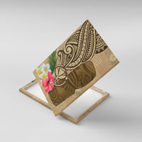 Hawaii Kanaloa Tiki Canvas Wall Art Polynesian Tattoo and Tapa Pattern LT03 With Frame Beige - Polynesian Pride