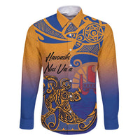 Hawaiki Nui Va'a Solo French Polynesia Family Matching Mermaid Dress and Hawaiian Shirt Sunset Color LT03 Dad's Shirt - Long Sleeve Yellow - Polynesian Pride