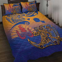 Hawaiki Nui Va'a Solo French Polynesia Quilt Bed Set Sunset Color LT03 Yellow - Polynesian Pride