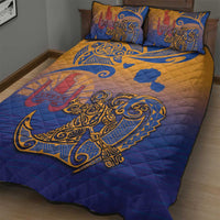 Hawaiki Nui Va'a Solo French Polynesia Quilt Bed Set Sunset Color LT03 - Polynesian Pride