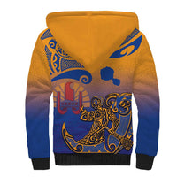 Hawaiki Nui Va'a Solo French Polynesia Sherpa Hoodie Sunset Color LT03 - Polynesian Pride