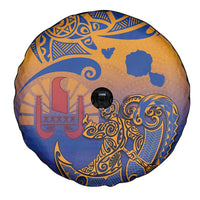 Hawaiki Nui Va'a Solo French Polynesia Spare Tire Cover Sunset Color LT03 - Polynesian Pride