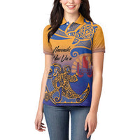 Hawaiki Nui Va'a Solo French Polynesia Women Polo Shirt Sunset Color