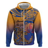 Hawaiki Nui Va'a Solo French Polynesia Zip Hoodie Sunset Color LT03 Zip Hoodie Yellow - Polynesian Pride