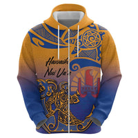 Hawaiki Nui Va'a Solo French Polynesia Zip Hoodie Sunset Color LT03 - Polynesian Pride