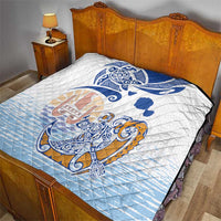 Hawaiki Nui Va'a Solo French Polynesia Quilt Blue Color