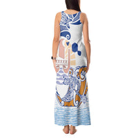 Hawaiki Nui Va'a Solo French Polynesia Tank Maxi Dress Blue Color LT03 - Polynesian Pride