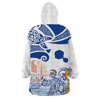 Hawaiki Nui Va'a Solo French Polynesia Wearable Blanket Hoodie Blue Color LT03 - Polynesian Pride