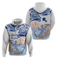 Hawaiki Nui Va'a Solo French Polynesia Zip Hoodie Blue Color LT03 - Polynesian Pride