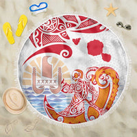 Hawaiki Nui Va'a Solo French Polynesia Beach Blanket Red Color LT03 One Size 150cm Red - Polynesian Pride