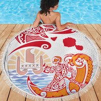 Hawaiki Nui Va'a Solo French Polynesia Beach Blanket Red Color LT03 - Polynesian Pride