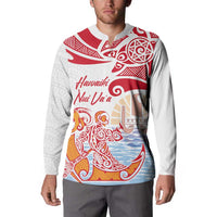 Hawaiki Nui Va'a Solo French Polynesia Button Sweatshirt Red Color LT03 - Polynesian Pride