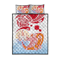 Hawaiki Nui Va'a Solo French Polynesia Quilt Bed Set Red Color LT03 - Polynesian Pride