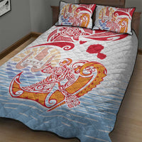 Hawaiki Nui Va'a Solo French Polynesia Quilt Bed Set Red Color LT03 - Polynesian Pride