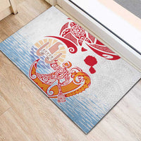 Hawaiki Nui Va'a Solo French Polynesia Rubber Doormat Red Color LT03 - Polynesian Pride
