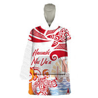 Hawaiki Nui Va'a Solo French Polynesia Wearable Blanket Hoodie Red Color LT03 One Size Red - Polynesian Pride